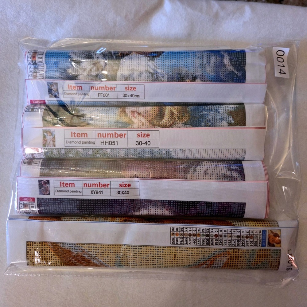 Lot of 4 Fairy Angel Cherub 3D Diamond Art Kits On‎ Canvas Fun Crafts fairycore